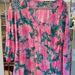 Lilly Pulitzer Pink and Green Floral Top
